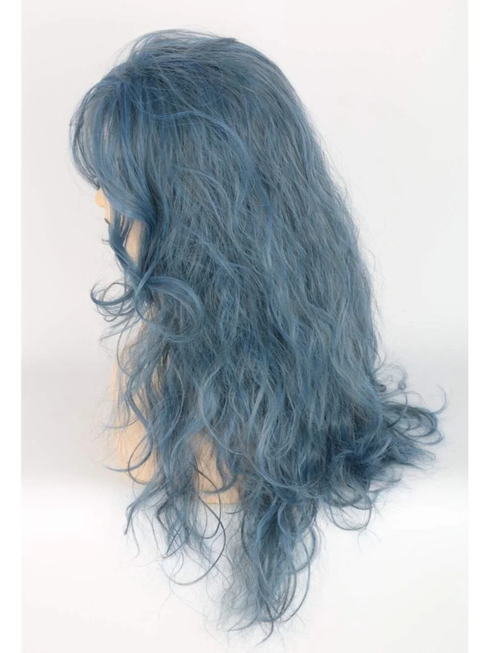 Women's Blue Grey Short Cosplay Halloween Costume Wig With Necklace Earrings